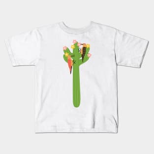 Saguaro Cactus and Gila woodpecker Kids T-Shirt